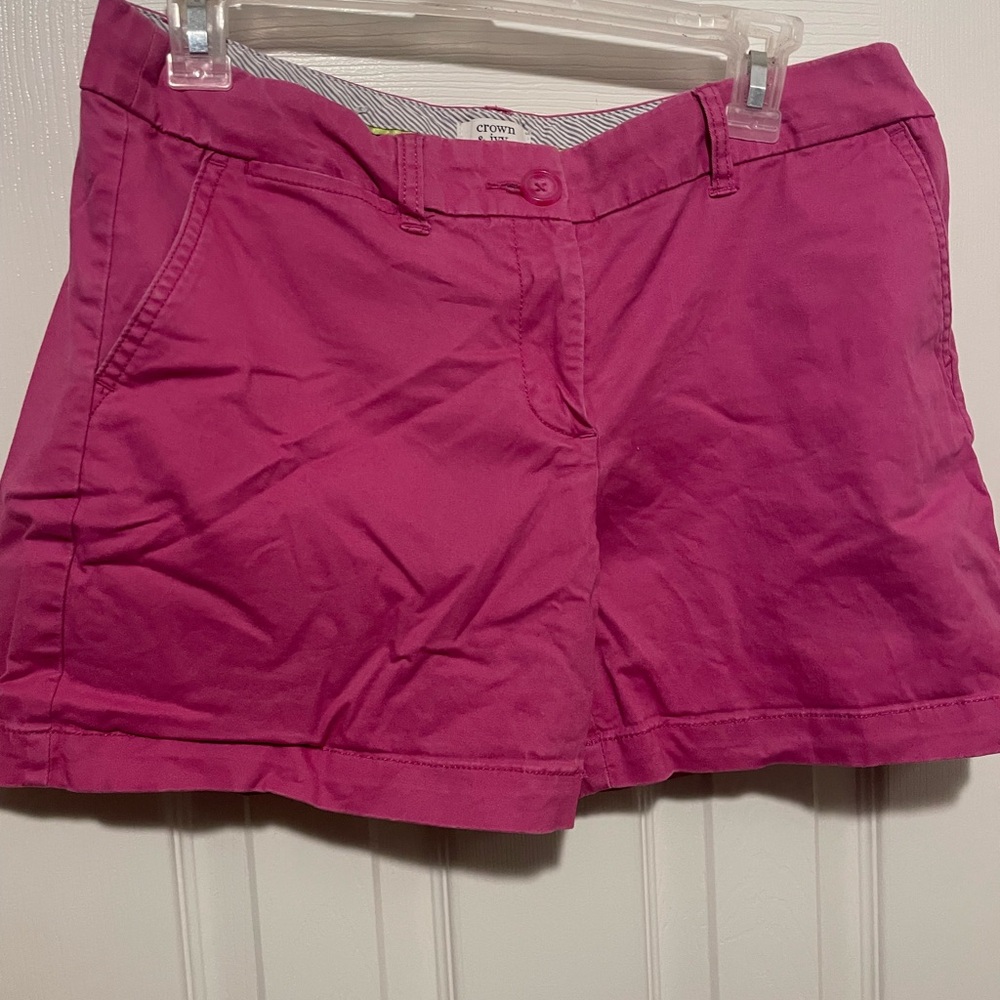 Crown & Ivy Pink Shorts Flat Front Cotton